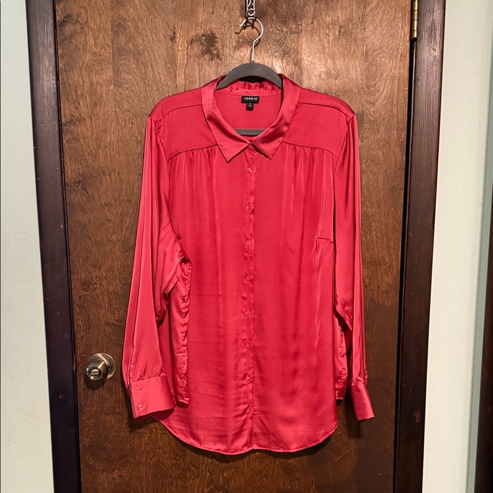 Torrid coral satin Button Down Shirt